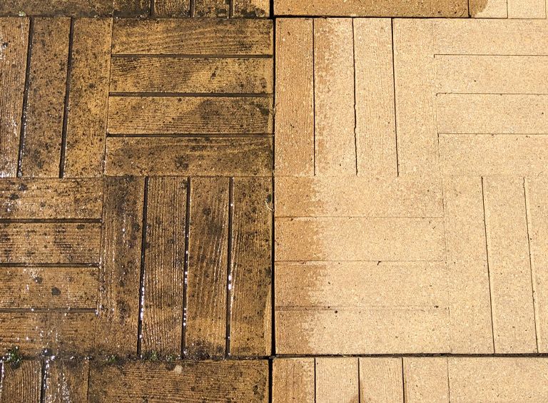 Before after professional patio clean Conwy