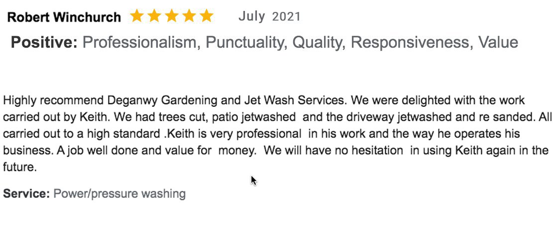 5 star review jet wash service degawny