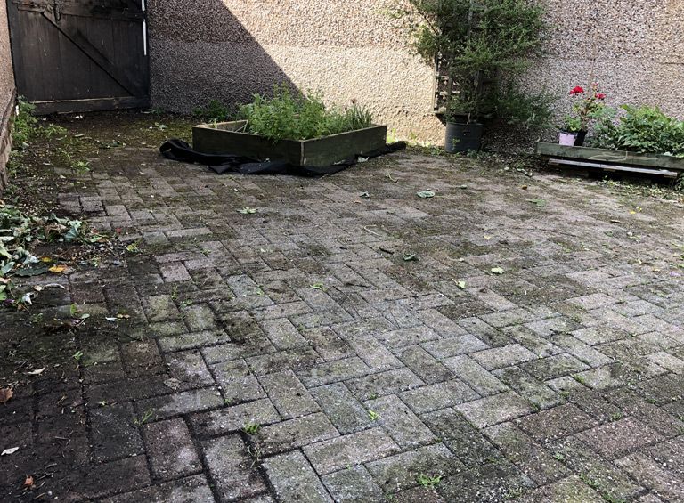 before pressure wash patio service conwy